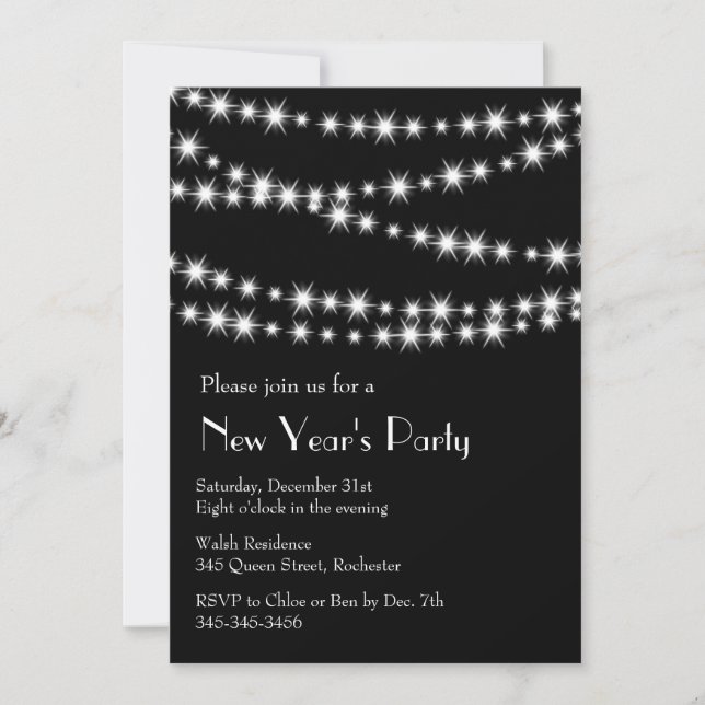 New Year's Eve Twinkle Lights Invitation (Front)