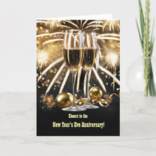 New Years Eve Wedding Anniversary with Champagne Card