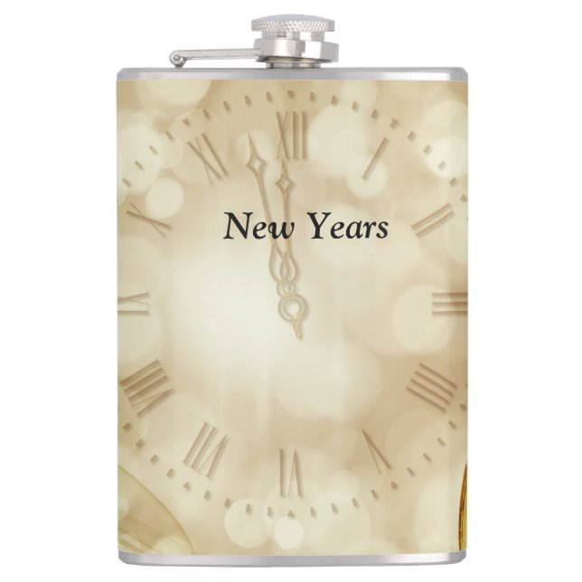 New Year's Eve with champagne glasses    Flask (Front)