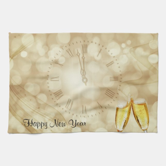 New Year's Eve with champagne glasses  Kitchen Towel (Horizontal)
