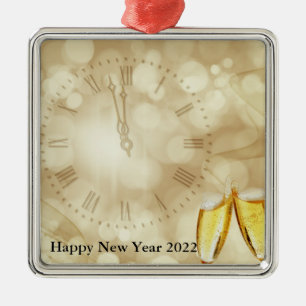 New Year's Eve with champagne glasses  Metal Ornament