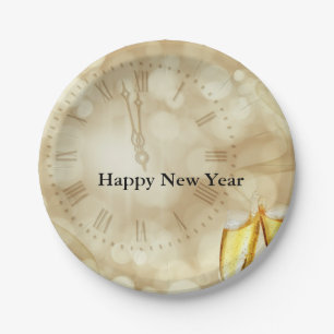 New Year's Eve with champagne glasses  Paper Plates