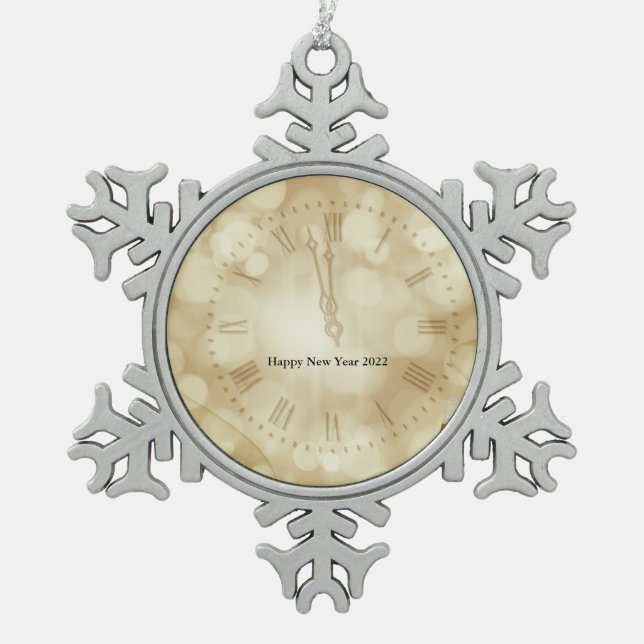 New Year's Eve with champagne glasses   Snowflake Pewter Christmas Ornament (Front)