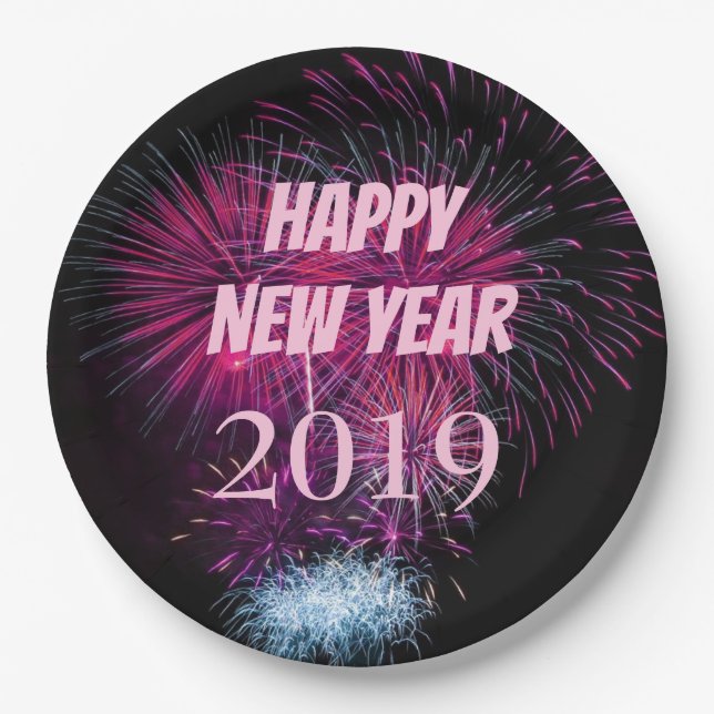 New Years Fireworks Paper Plates (Front)