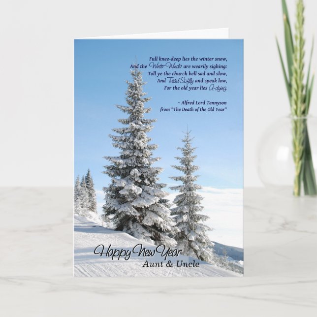 New Years for Aunt & Uncle - Poem by Tennyson Holiday Card (Front)