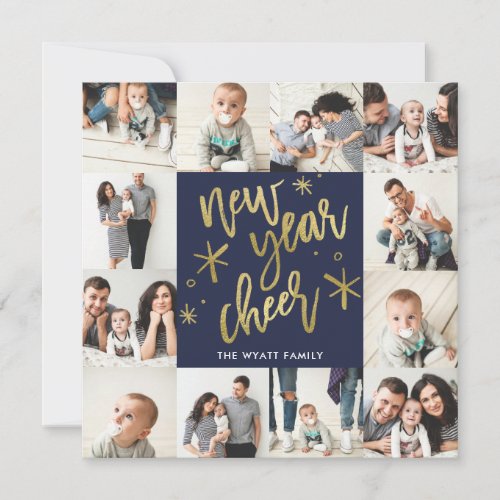 New Years Gold Foil Seamless 12 Photo Card