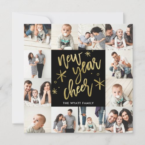 New Years Gold Foil Seamless 12 Photo Card