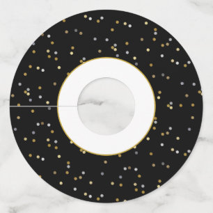 New Years Gold Silver Glitter Sparkle Confetti Wine Glass Tag