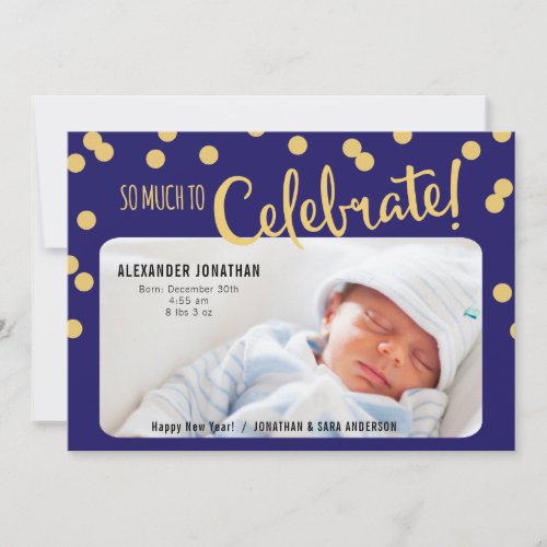 New Years Greeting Baby Boy Birth Announcement