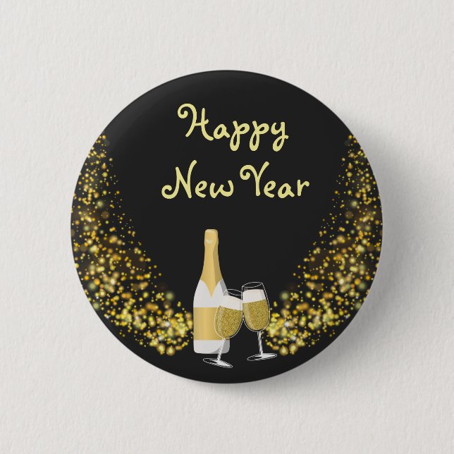 New Years Happy New Year Button (Front)