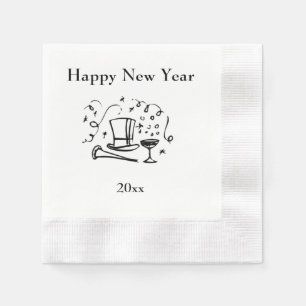 New Years Happy New Year with Year Paper Napkins
