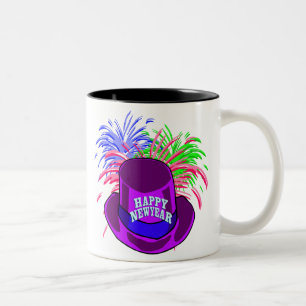New Year's Hat And Fire Works Mug