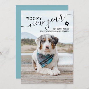 New Years Holiday Card Dog Photo Woofy New Year
