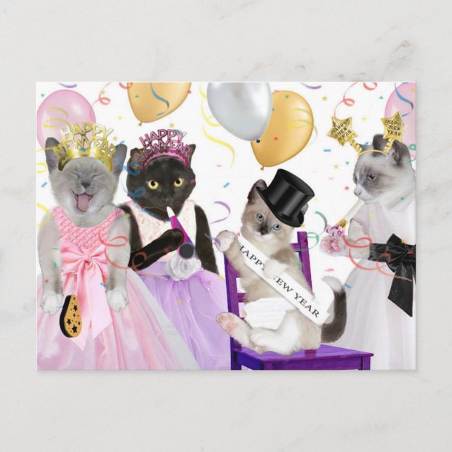 New Year's Kitten Postcard (Front)