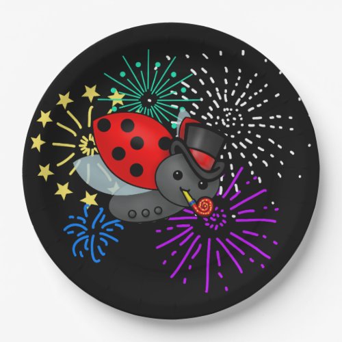 New Years Ladybug Paper Plates