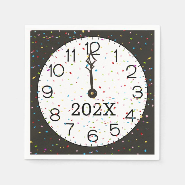 New Years Midnight Clock Party Napkins (Front)