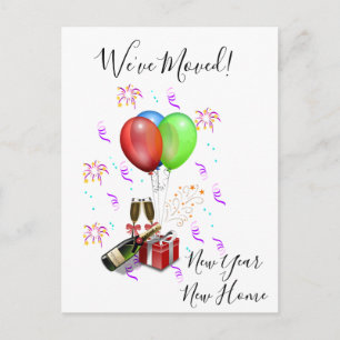 New Years Moving Announcement  Moved Celebrate Postcard