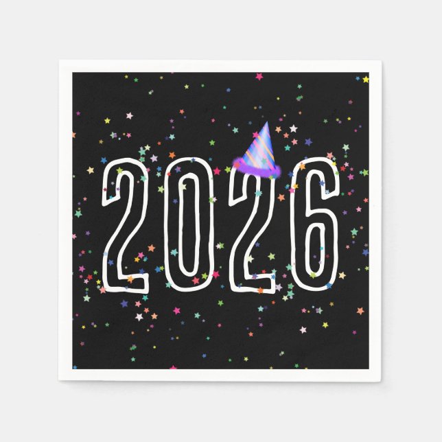 New Year's Party 2026 With Stars Napkins (Front)