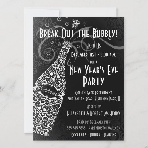 New Years Party Champagne Celebration Invitation