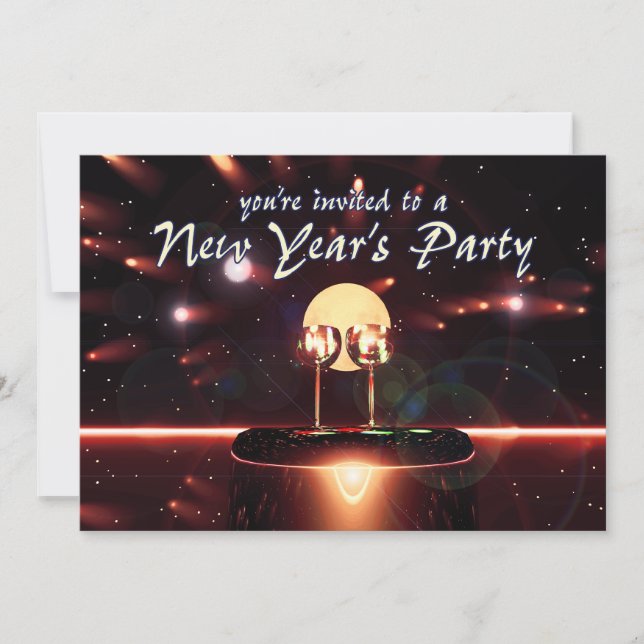 New Year's Party Champagne Fireworks Invitation (Front)