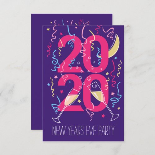 New Years Party champagne glasses celebration Invitation