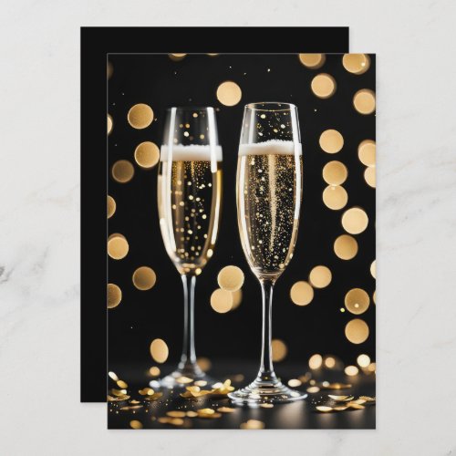 New Years Party Champagne Glasses Invitation