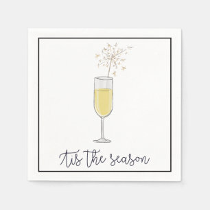 New Years Party Champagne Sparkler Black Border Napkins