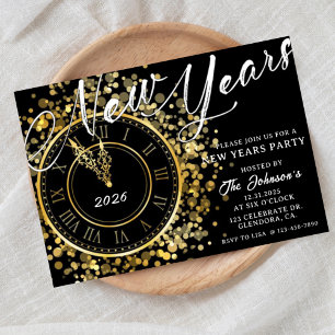 New Years Party, Cheers, Gold, Elegant Invitation