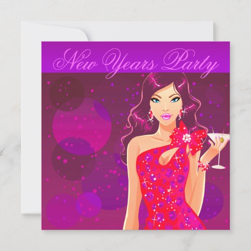 New Years Party Club Flyer purplered Invitation