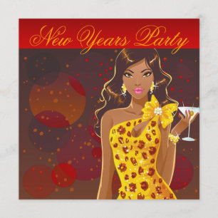 New Years Party Club Flyer red/yellow Invitation