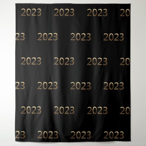 New Years Party Faux Gold 2023 Black Backdrop