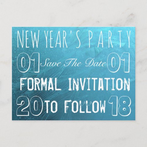 New Years Party Save The Date Frozen Ice Blue Announcement Postcard