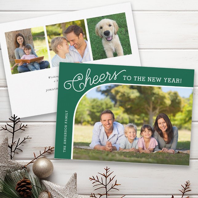 New Years Photo Cheers Elegant Holiday Card (Creator Uploaded)