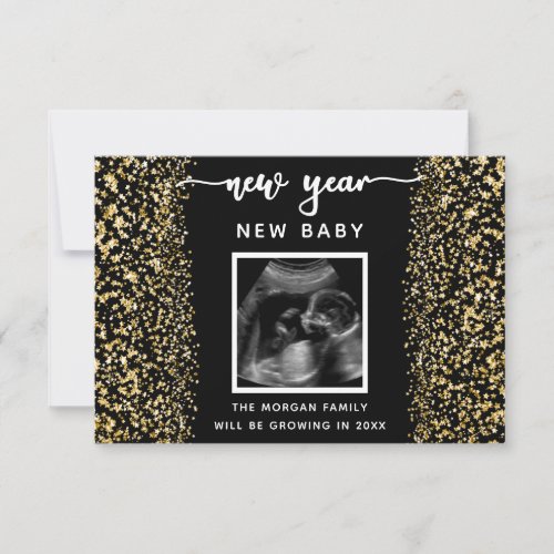 New Years Pregnancy Announcement Photo Cards