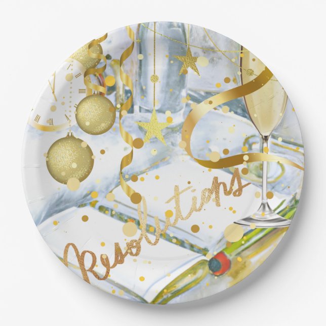 New Year's Resolution Collection Paper Plates (Front)