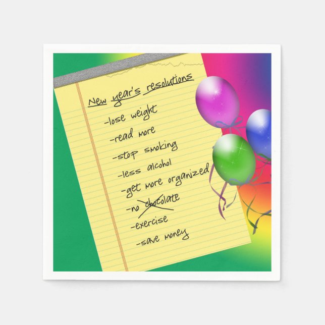 New Year's Resolution List  Napkins (Front)