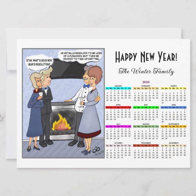 New Years Resolution White Calendar Card (Front)