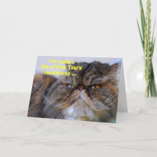 New Year's Resolutions Calico Persian Kitty Card