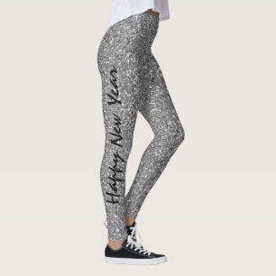 New Years Silver Glitter Party Fashion Womens Leggings
