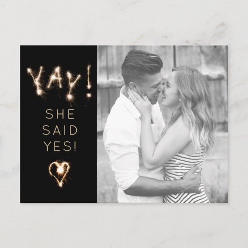 New Years Sparkler  Save The Date  She Said Yes Postcard