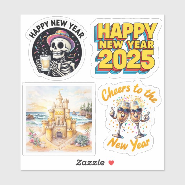 New Years Stickers, 2025 Stickers, New Years Sticker (Sheet)