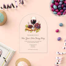 New Year's Watercolor Cheese & Wine Party Design