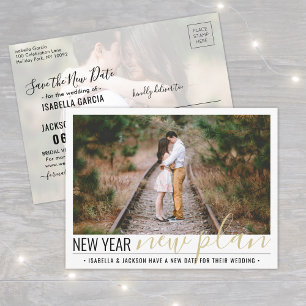 New Years Wedding Change of Plans 2 Photo Holiday Announcement Postcard