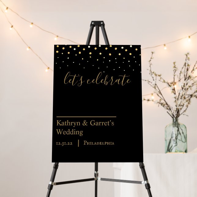 New Years Wedding Gold and Black Glitter  Foam Board (In Situ (Stand))