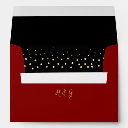 New Years wedding Red And Black Glitter Envelope