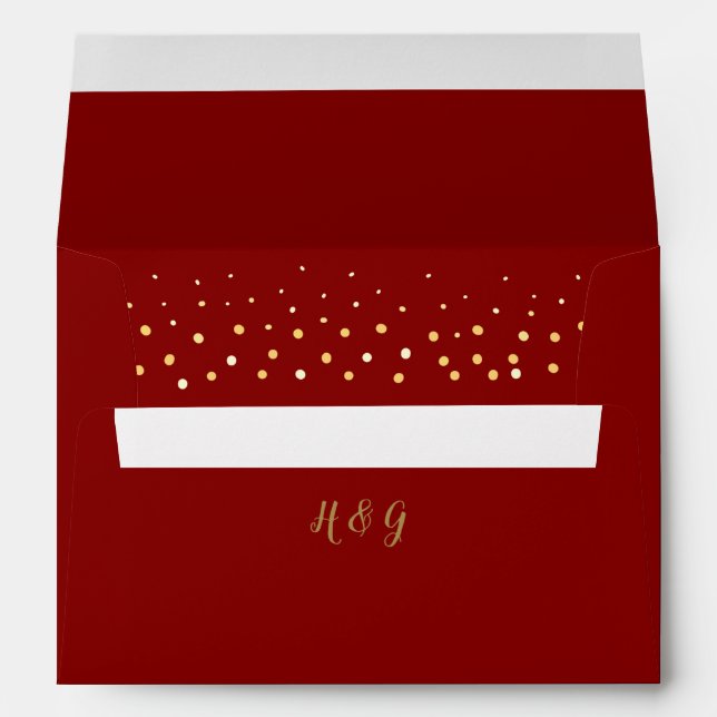 New Years wedding Red And Gold Glitter Envelope (Back (Bottom))