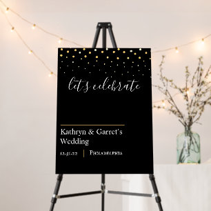 New Years Wedding White Gold and Black Glitter Foam Board