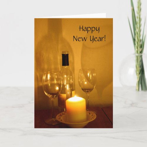 New Years Wine and Glasses Card