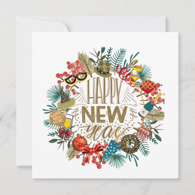 New Year's Wreath Holiday Card (Front)