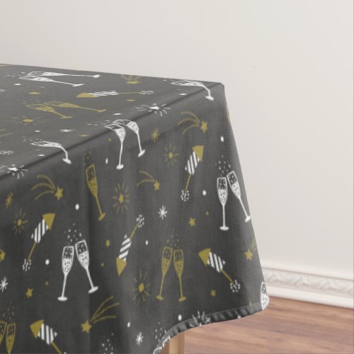 New Yearss Eve Party Champagne and Fireworks Tablecloth
